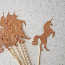 Load image into Gallery viewer, Unicorn Cake Topper, Glitter Unicorn Cupcake Toppers