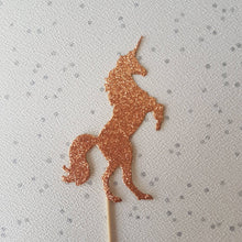 Load image into Gallery viewer, Unicorn Cake Topper, Glitter Unicorn Cupcake Toppers