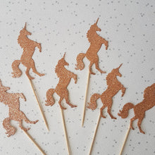 Load image into Gallery viewer, Unicorn Cake Topper, Glitter Unicorn Cupcake Toppers