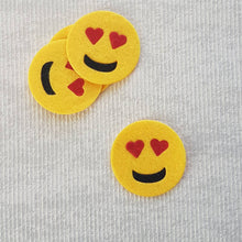 Load image into Gallery viewer, Felt Heart Eyes Emoji, Felt Die Cut Love Emoji