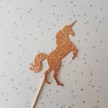 Load image into Gallery viewer, Unicorn Cake Topper, Glitter Unicorn Cupcake Toppers