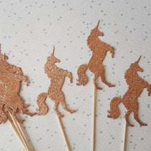 Load image into Gallery viewer, Unicorn Cake Topper, Glitter Unicorn Cupcake Toppers