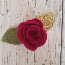 Load image into Gallery viewer, Gold & Green Felt Rose Leaves, Die Cut Felt Leaves