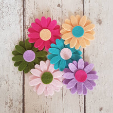 Load image into Gallery viewer, Multicoloured Felt Daisy Flowers, LARGE, Felt Die Cut Daisies