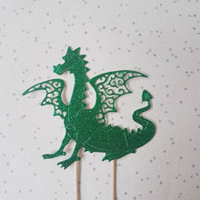 Load image into Gallery viewer, Dragon Cake Topper, Glitter Cake Topper, Welsh Dragon Topper
