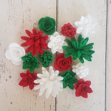 Load image into Gallery viewer, Mixed Christmas Felt Flower Kit, Die Cut Felt Flowers.