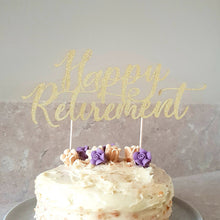 Load image into Gallery viewer, Script Retirement Cake Topper, Glitter Retirement Cake Topper