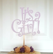 Load image into Gallery viewer, It's a Girl Cake Topper, Glitter Baby Girl Topper
