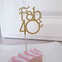 Load image into Gallery viewer, Fab & 40 cupcake toppers, glitter 40 cake toppers