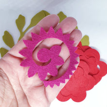 Load image into Gallery viewer, Red & Peach Felt Flower Kit, Felt 3D Roll Up flowers, Die cut felt flowers