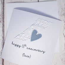 Load image into Gallery viewer, 13th Wedding Anniversary Card, Lace Anniversary Card