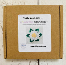Load image into Gallery viewer, Sew Your Own Felt Poinsettia Brooch Kit, Die Cut Felt Poinsettia Kit