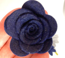 Load image into Gallery viewer, Navy, Yellow & Grey Felt Flower Kit, Felt 3D Roll Up flowers, Die cut felt flowers