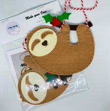 Load image into Gallery viewer, Sew Your Own Felt Sloth Christmas Ornament Kit