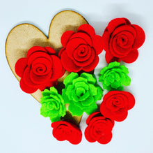 Load image into Gallery viewer, Felt Succulent & Rose Flower Plaque Kit, Make Your Own Valentine's Plaque Kit