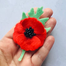 Load image into Gallery viewer, Sew Your Own Red Felt Poppy Brooch, Remembrance Poppy Craft Kit