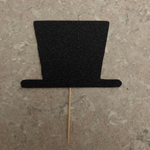 Load image into Gallery viewer, Caterpillar Cake Top Hat & Tiara Cake Toppers, Glitter Wedding Cake Topper