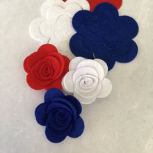 Load image into Gallery viewer, Patriotic Felt Roses, Pack of 12 (Medium), Felt die cut Flowers