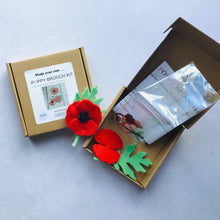 Load image into Gallery viewer, Sew Your Own Red Felt Poppy Brooch, Remembrance Poppy Craft Kit