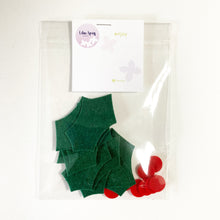 Load image into Gallery viewer, Felt Holly and Berries, Felt Die Cut Christmas Holly Leaves