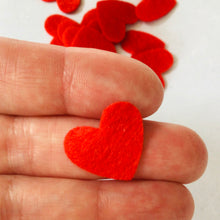 Load image into Gallery viewer, Red Felt Hearts, Small Die Cut Felt Hearts