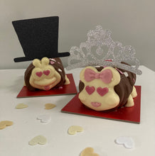 Load image into Gallery viewer, Caterpillar Cake Top Hat & Tiara Cake Toppers, Glitter Wedding Cake Topper