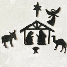 Load image into Gallery viewer, Felt Nativity Silhouettes, Felt Die Cut Christmas Nativity
