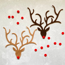 Load image into Gallery viewer, 4x Extra Large Felt Rudolph with Shiny Button nose
