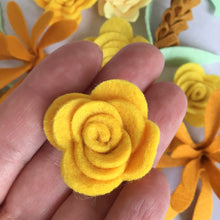 Load image into Gallery viewer, Yellow Felt Flower Buttonhole Kit, Die cut felt flowers

