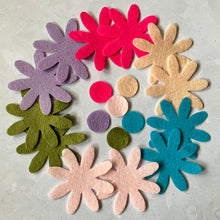 Load image into Gallery viewer, Multicoloured Felt Daisy Flowers, LARGE, Felt Die Cut Daisies
