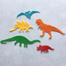 Load image into Gallery viewer, Felt Dinosaur Set, Die Cut Felt Dinosaurs
