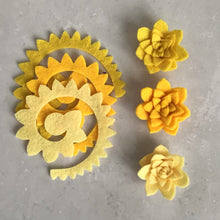 Load image into Gallery viewer, Yellow Felt Flower Buttonhole Kit, Die cut felt flowers
