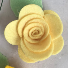 Load image into Gallery viewer, Yellow Felt Flower Buttonhole Kit, Die cut felt flowers
