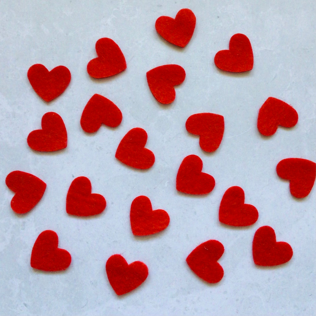 Any Colour 2cm Felt Hearts, Small Die Cut Felt Hearts