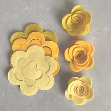 Load image into Gallery viewer, Yellow Felt Flower Buttonhole Kit, Die cut felt flowers
