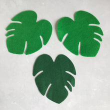 Load image into Gallery viewer, Large Green Felt Tropical Leaves, Felt Die Cut Monstera Leaf
