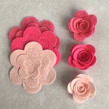 Load image into Gallery viewer, Shades of Pink Felt Flower Kit, Die cut felt flowers
