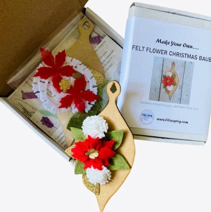 Christmas Felt Flower Bauble Kit, Make Your Own Kit – Lilac Sprig
