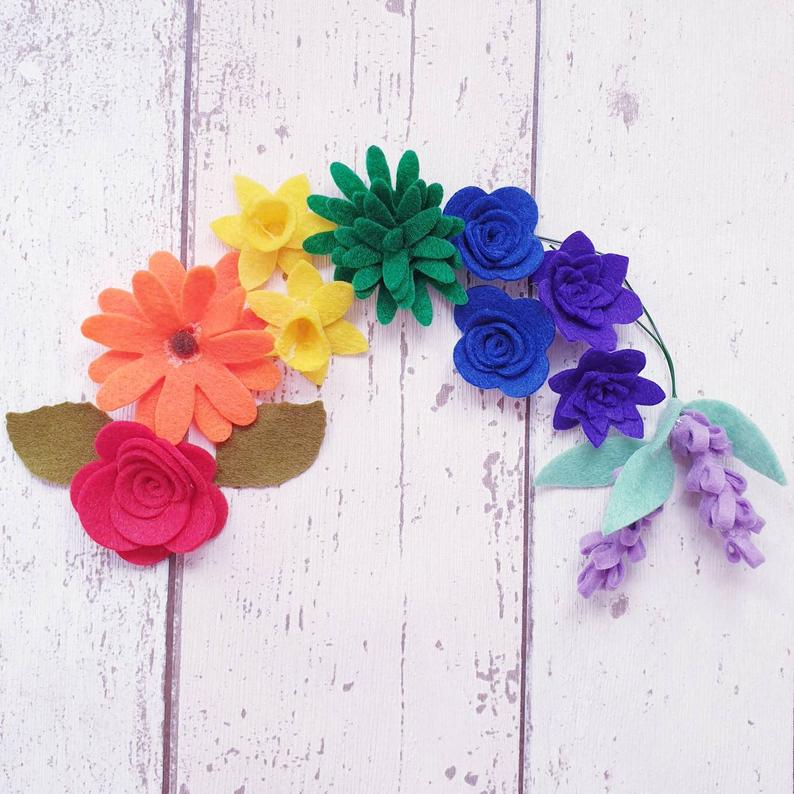 Felt rainbow flower kit