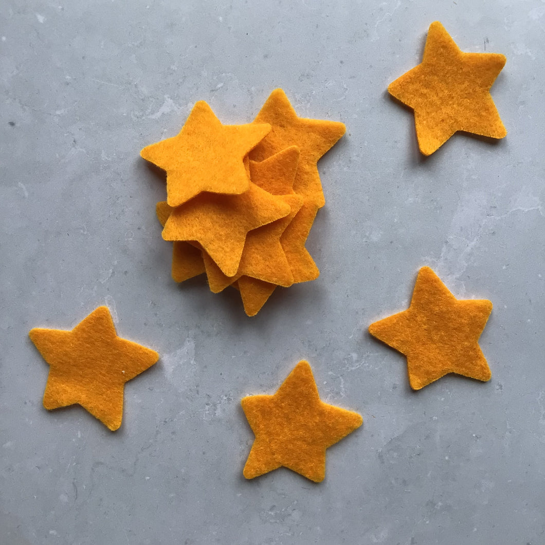 Gold Felt Stars, Die Cut Felt Stars, Medium Sized Stars