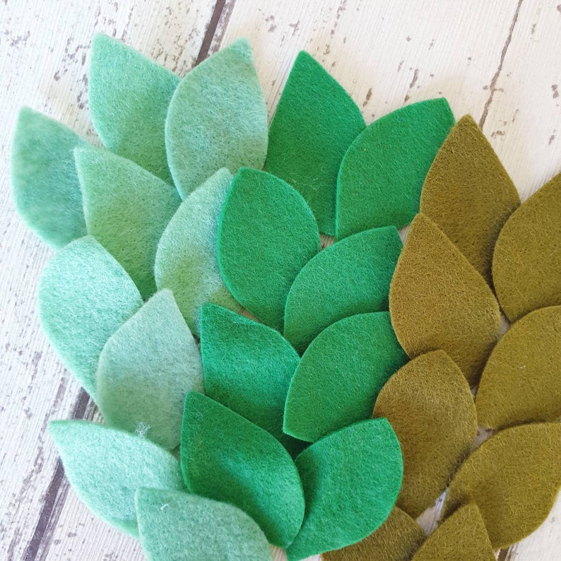 green felt leaves