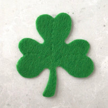 Load image into Gallery viewer, Green Felt Shamrock, Felt Die Cut Shamrock, Felt Lucky Clover
