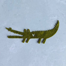 Load image into Gallery viewer, Green Felt Crocodile, felt die cut crocodiles, die cut alligator
