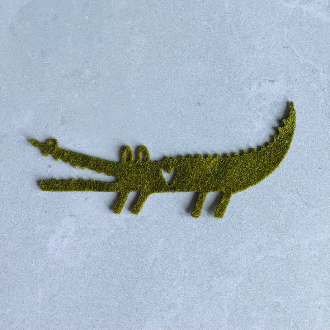 Green Felt Crocodile, felt die cut crocodiles, die cut alligator