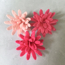 Load image into Gallery viewer, Pink Felt Chrysanthemums, Felt Die Cut Chrysanthemum Flowers
