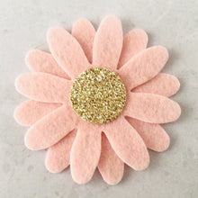 Load image into Gallery viewer, Pink Daisy Flowers, LARGE, Die Cut Felt Daisies, Champagne Glitter Centres
