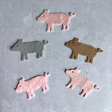 Load image into Gallery viewer, Pink Felt Pigs, Felt Die Cut Pigs
