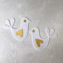 Load image into Gallery viewer, White Felt Doves, 2 Die Cut Felt Turtle Doves
