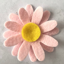 Load image into Gallery viewer, Pink Daisy Flowers, LARGE, Die Cut Felt Daisies, Champagne Glitter Centres

