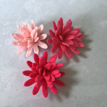 Load image into Gallery viewer, Pink Felt Chrysanthemums, Felt Die Cut Chrysanthemum Flowers
